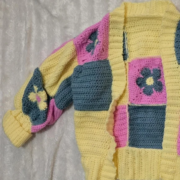 Crocheted Patchwork Cardigan - Picture 3 of 10